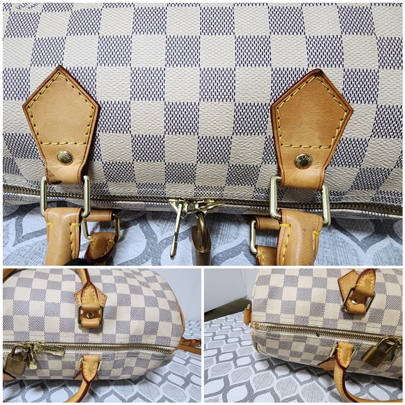 Louis Vuitton Speedy Bandouliere 35 Damier Azur Shoulder Bag Beige/Cream - Picture 12 of 15